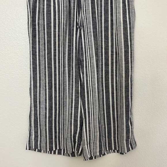 Banana Republic wide leg crop stripe linen pants stretchy waist summer Small - Picture 4 of 13